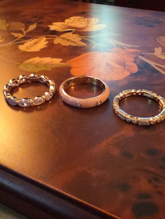 Diamonique Jewelry - Diamonique CZ Pink Enamel Eternity Stack Set Rose Gold Sterling Silver Rings